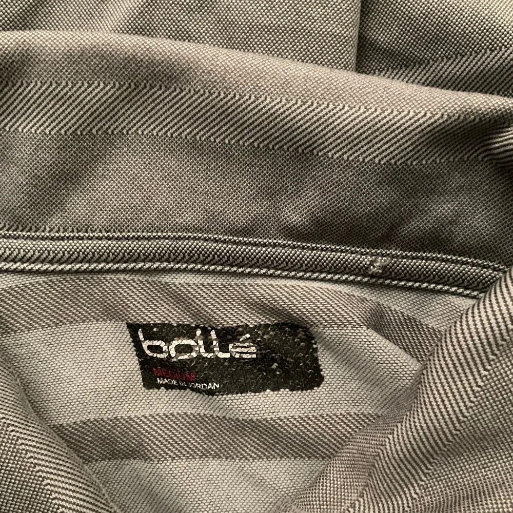 Men’s used Grey striped polo shirt size M medium Boile - Picture 2 of 3